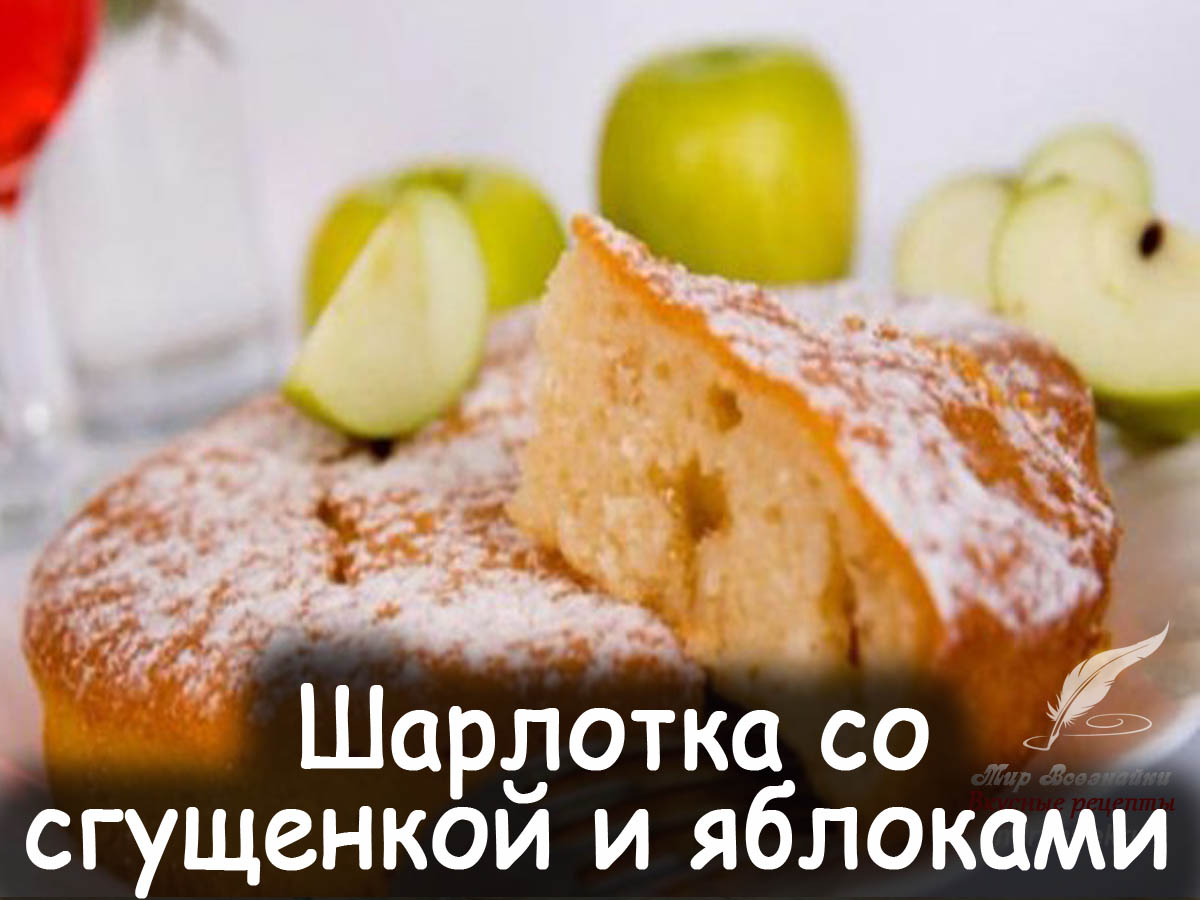 Шарлотка на сгущенке с яблоками